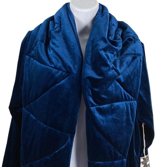 Young Fabulous & Broke Velvet Cardigan Jacket Medium Blue Quilted NWT CJ-1375 - Picture 4 of 10